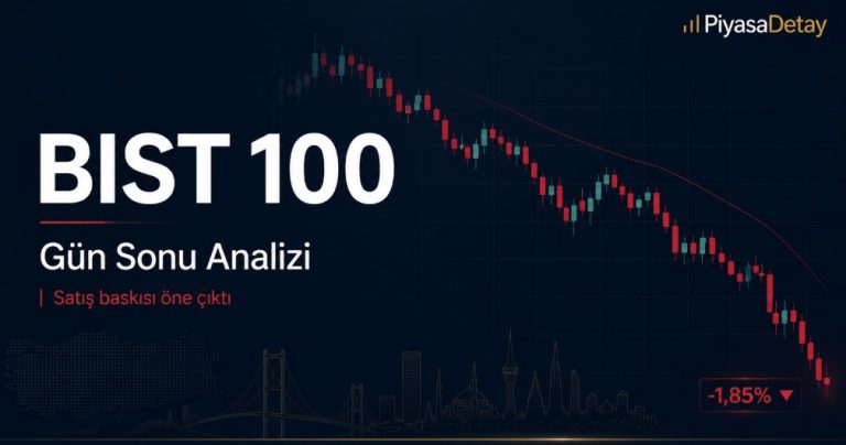 BIST 100 endeksinde gün sonu satış baskısını anlatan finans görseli