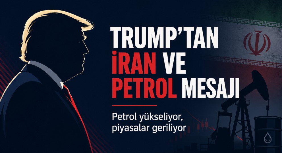 Trump’ın İran ve petrol açıklamalarını konu alan, petrol fiyatlarındaki yükselişi ve piyasalardaki gerilimi anlatan kapak görseli