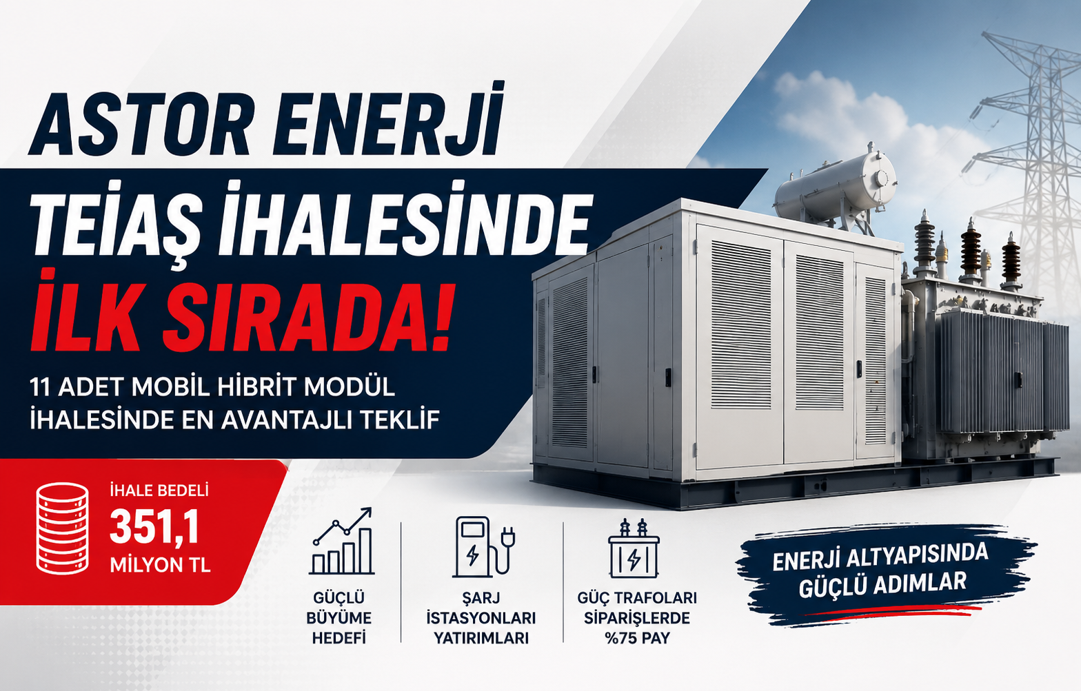 Astor Enerji TEİAŞ ihalesinde ilk sırada yer aldı.