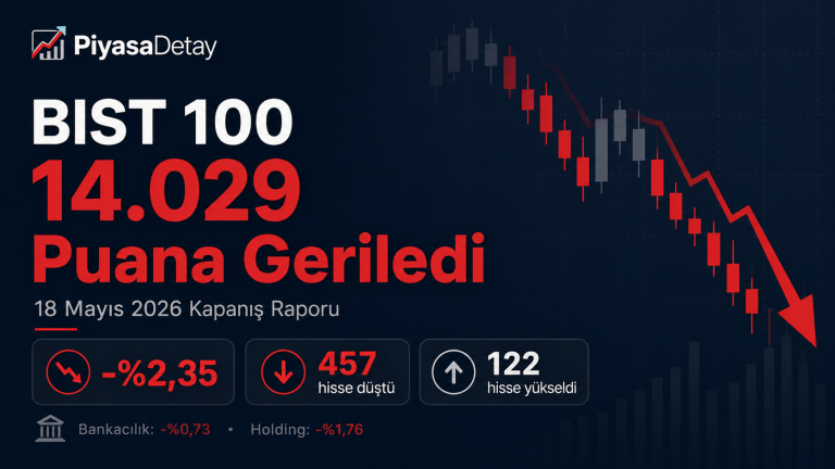 BIST 100 18 Mayıs 2026’da 14.029 puana geriledi; 457 hisse düştü, 122 hisse yükseldi.