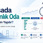 Borsada karanlık oda, kapanış seansı ve teorik eşleşme sürecini gösteren finans görseli