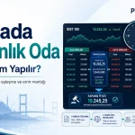 Borsada karanlık oda, kapanış seansı ve teorik eşleşme sürecini gösteren finans görseli