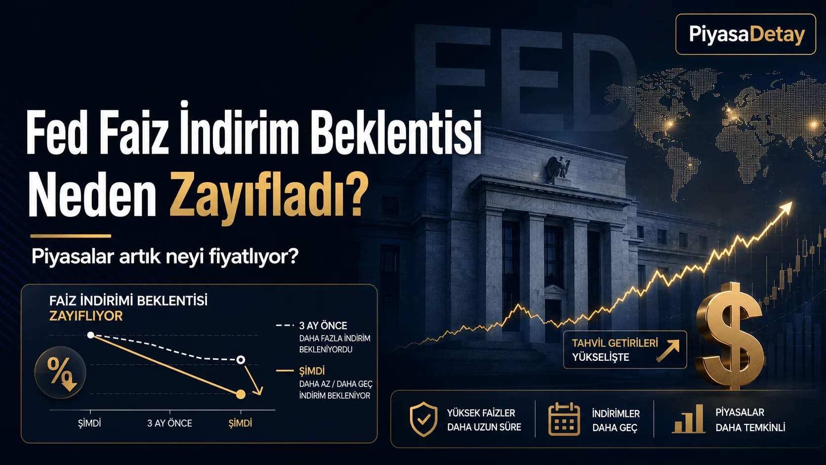 Piyasalar Fed’den faiz indirimi yerine daha uzun süre sıkı para politikası ihtimalini fiyatlıyor.