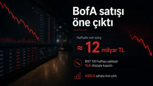 Borsa İstanbul haftayı düşüşle kapatırken Bank of America YB yaklaşık 12 milyar TL net satışla öne çıktı.
