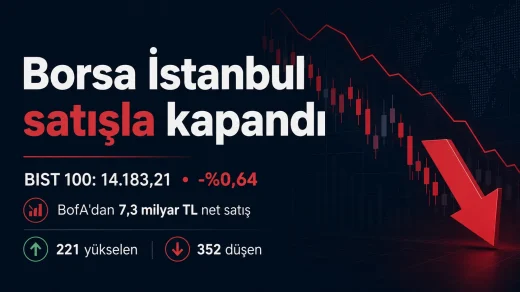 Borsa İstanbul’da BIST 100 endeksi düşüşle kapanırken BofA 7,3 milyar TL net satışla öne çıktı.