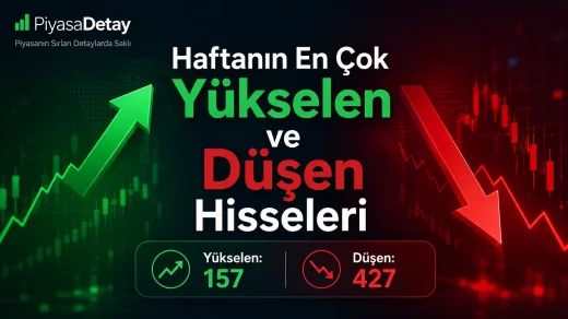 Borsa İstanbul’da haftanın en çok yükselen ve düşen hisselerini gösteren görsel.