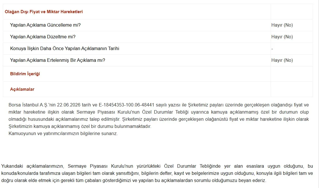 İnfo olağandışı fiyat hareketliliğine dair KAP açıklaması