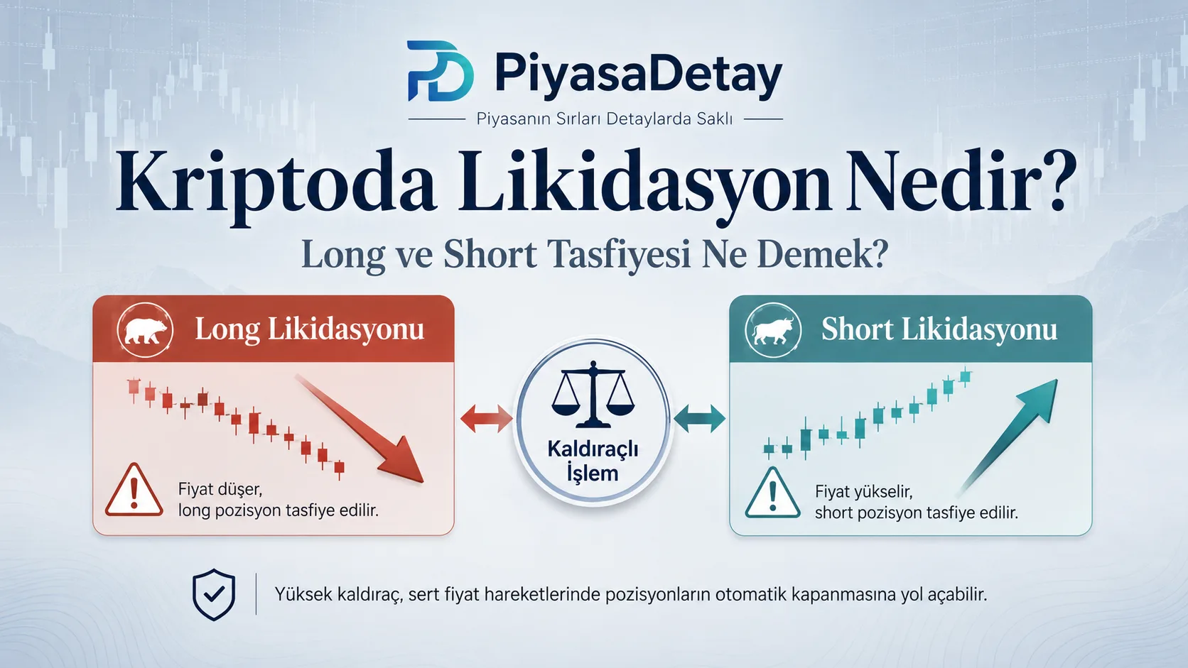 Kripto piyasasında long ve short likidasyonlarının fiyat hareketine etkisini gösteren görsel