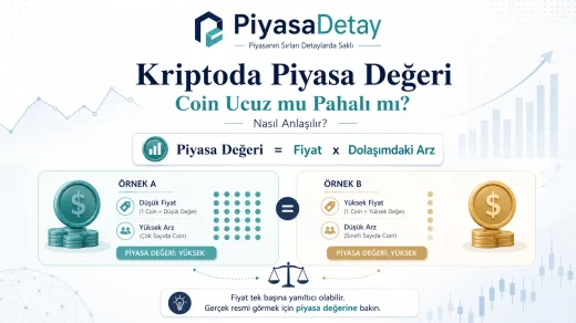 Kripto paralarda piyasa değeri, arz ve coin fiyatı ilişkisini gösteren görsel