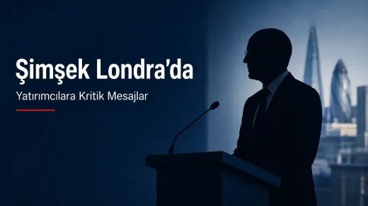 Hazine ve Maliye Bakanı Mehmet Şimşek’in Londra’da uluslararası yatırımcılara Türkiye ekonomi programını anlattığını gösteren haber görseli.