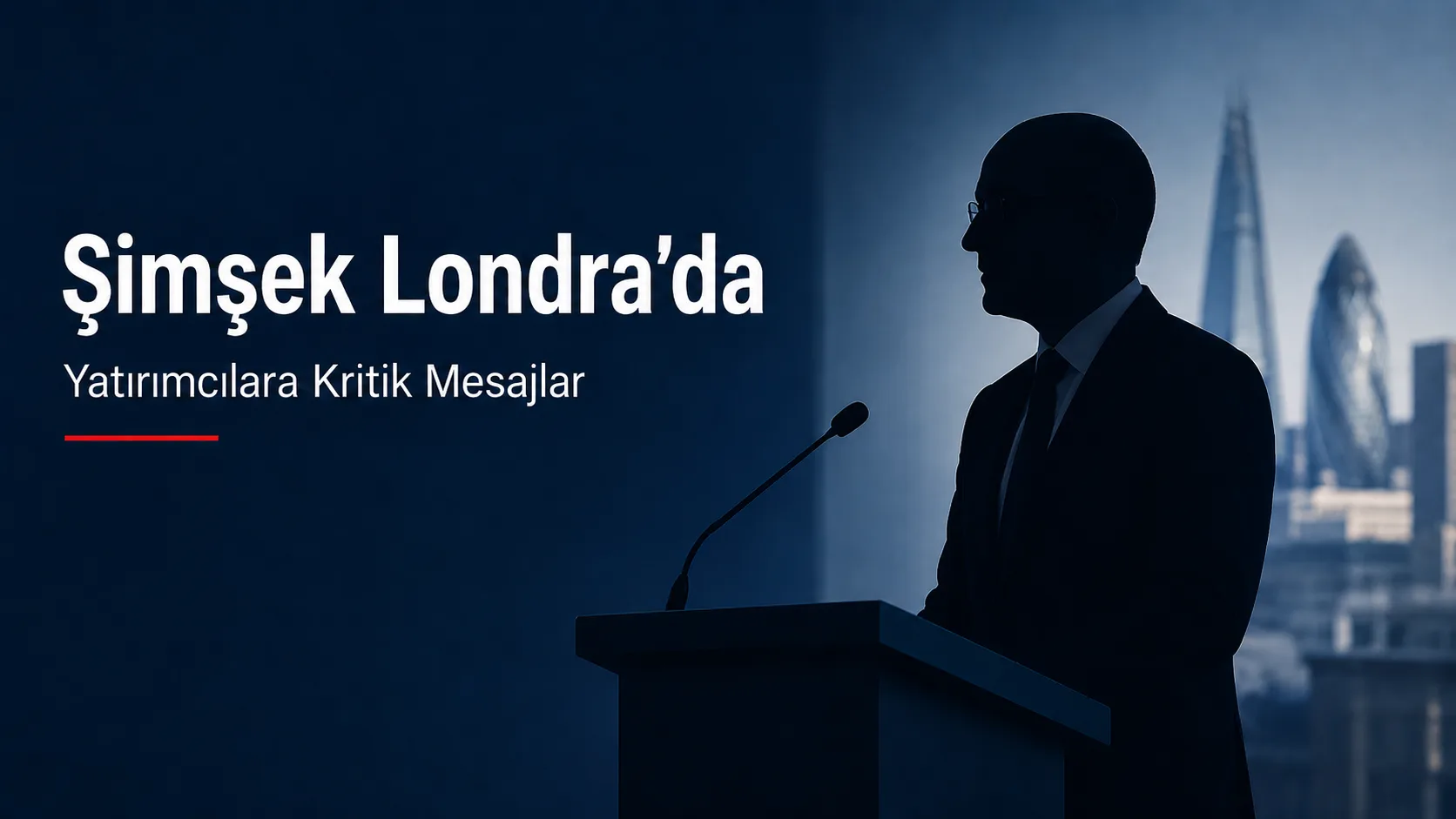 Hazine ve Maliye Bakanı Mehmet Şimşek’in Londra’da uluslararası yatırımcılara Türkiye ekonomi programını anlattığını gösteren haber görseli.