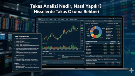Takas analizi ekranı üzerinden hisse senedinde aracı kurum dağılımı ve yatırımcı hareketlerinin incelenmesi