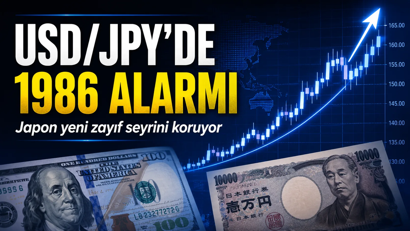 USD/JPY paritesi 162 seviyesinin üzerine çıkarken Japon yeni 1986’dan bu yana en zayıf seviyesine geriledi.