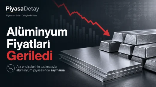 Alüminyum fiyatlarının arz endişelerinin azalmasıyla gerilediğini gösteren emtia piyasası görseli.