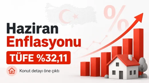 Haziran 2026 enflasyon verilerini gösteren TÜFE yüzde 32,11 ve konut detayı öne çıktı temalı ekonomi haber görseli.