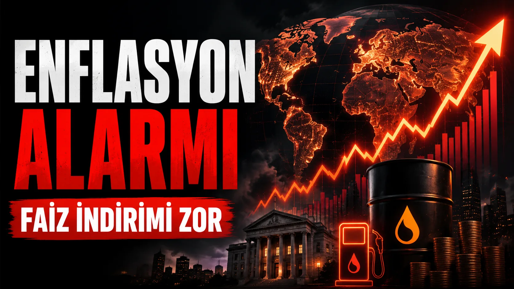 Küresel enflasyon tahminlerindeki yükselişi ve faiz indirimi riskini gösteren dünya ekonomisi görseli