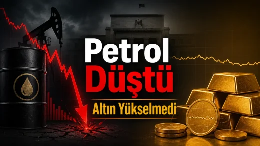 Petrol fiyatlarındaki sert düşüşe rağmen altın fiyatlarının yükselmemesini anlatan finans görseli