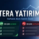 Tera Yatırım’ın 6-10 Temmuz haftasında en çok alım yaptığı ve satışta öne çıktığı hisseleri özetleyen görsel.