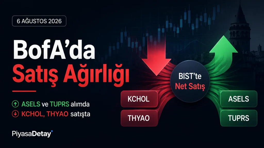 Bank of America, 6 Ağustos’ta KCHOL’de 1,60 milyar TL satış yaparken ASELS’te 1,15 milyar TL net alım gerçekleştirdi.