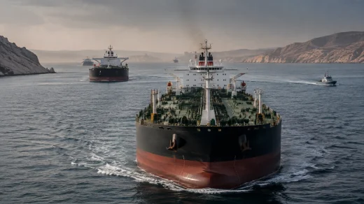 Hürmüz Boğazı’nda seyreden petrol tankerleri ve yoğun deniz trafiği