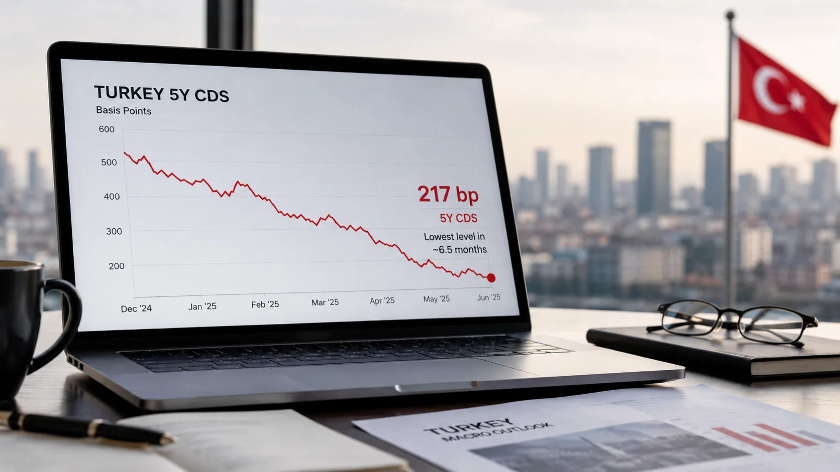Türkiye’nin 5 yıllık CDS’i 217 baz puana gerileyerek 18 Şubat’tan bu yana en düşük seviyesine indi.