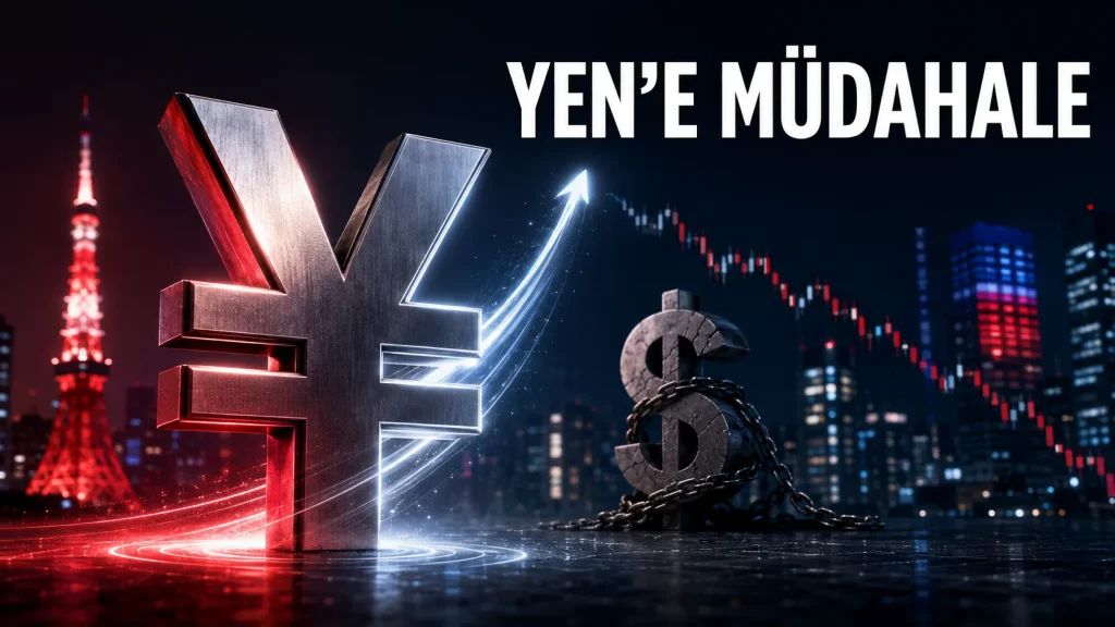 ABD ve Japonya’nın yen piyasasına müdahalesini simgeleyen Japon yeni ve dolar görseli