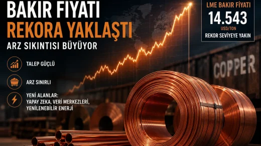 Rekor seviyeye yaklaşan bakır fiyatını ve bakır arzındaki sıkışıklığı temsil eden görsel