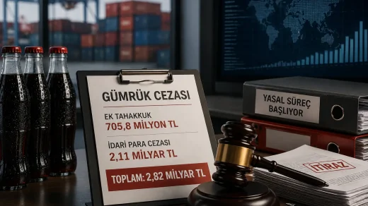 Coca-Cola İçecek'e uygulanan 705,8 milyon TL ek tahakkuk ve 2,11 milyar TL idari para cezasını temsil eden görsel
