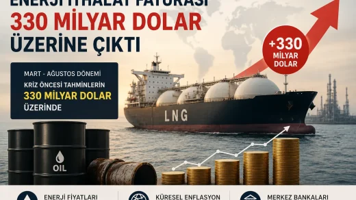 LNG tankeri, petrol varilleri ve yükselen enerji ithalat maliyetlerini gösteren temsili görsel