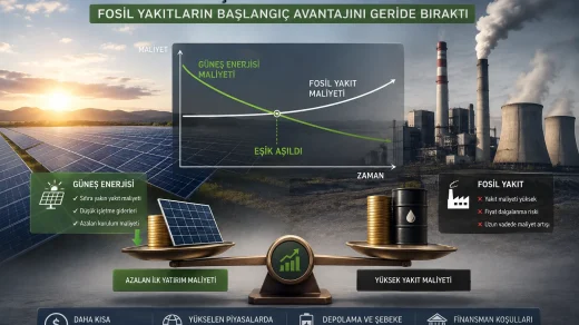 Güneş panelleri ile fosil yakıt santralinin maliyet karşılaştırmasını gösteren temsili görsel