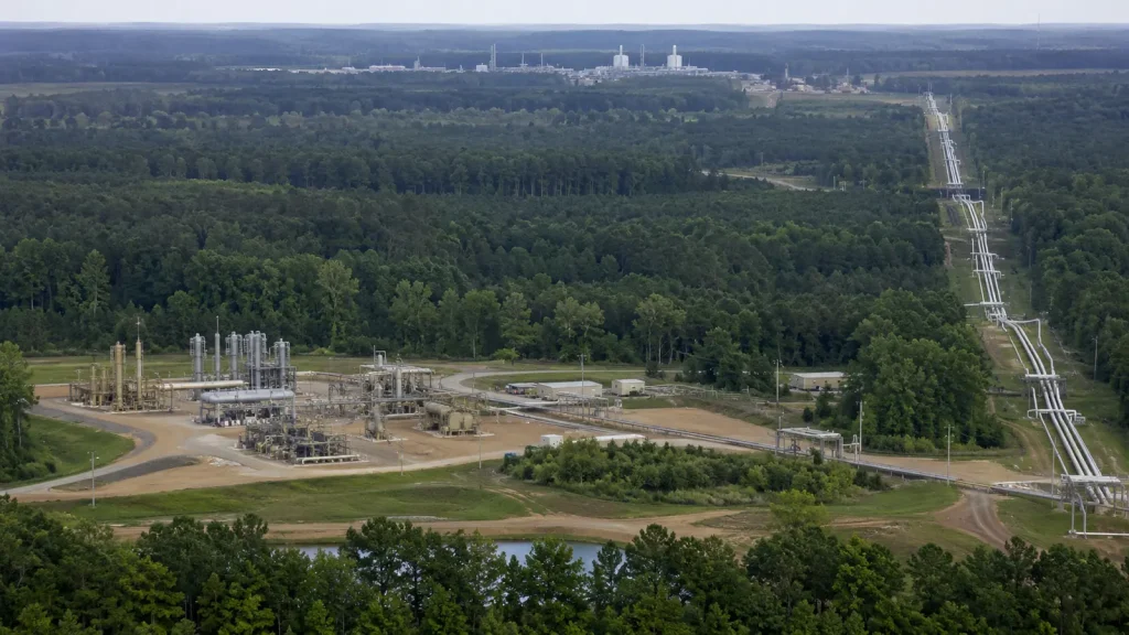 Ormanlık bölgede doğal gaz işleme tesisi ve uzun boru hattı