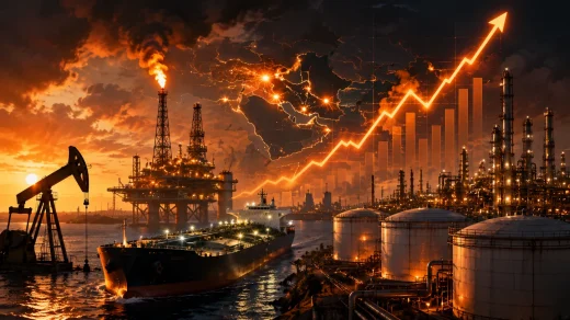 Petrol fiyatlarındaki yükselişle kârları artan BP ve Saudi Aramco’yu temsil eden petrol sahası ve rafineri görseli