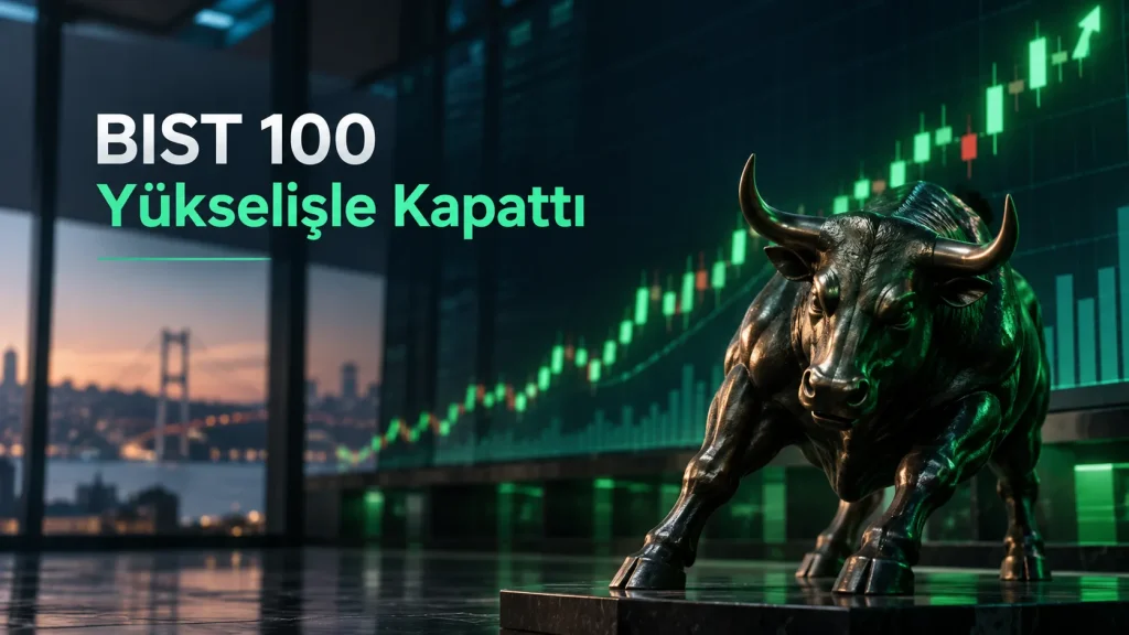 BIST 100 endeksinin 8 Eylül 2026 günü yükselişle kapanışını gösteren sade borsa görseli