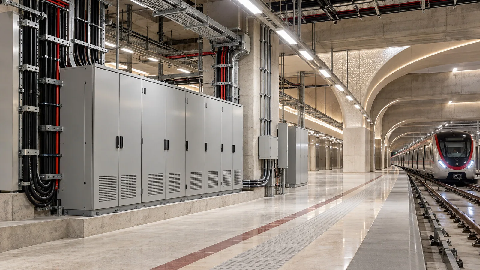Doha metrosunda elektrik altyapısı ve tren tüneli