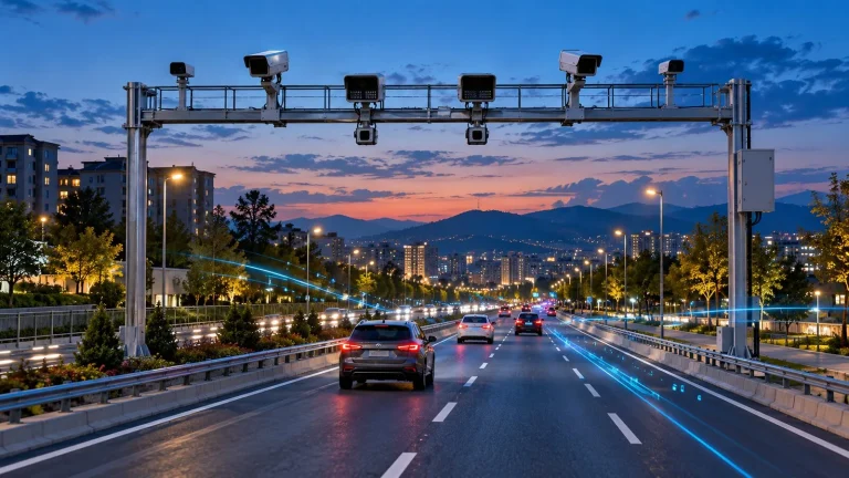 Şehir yolunda elektronik denetleme sistemi kameraları