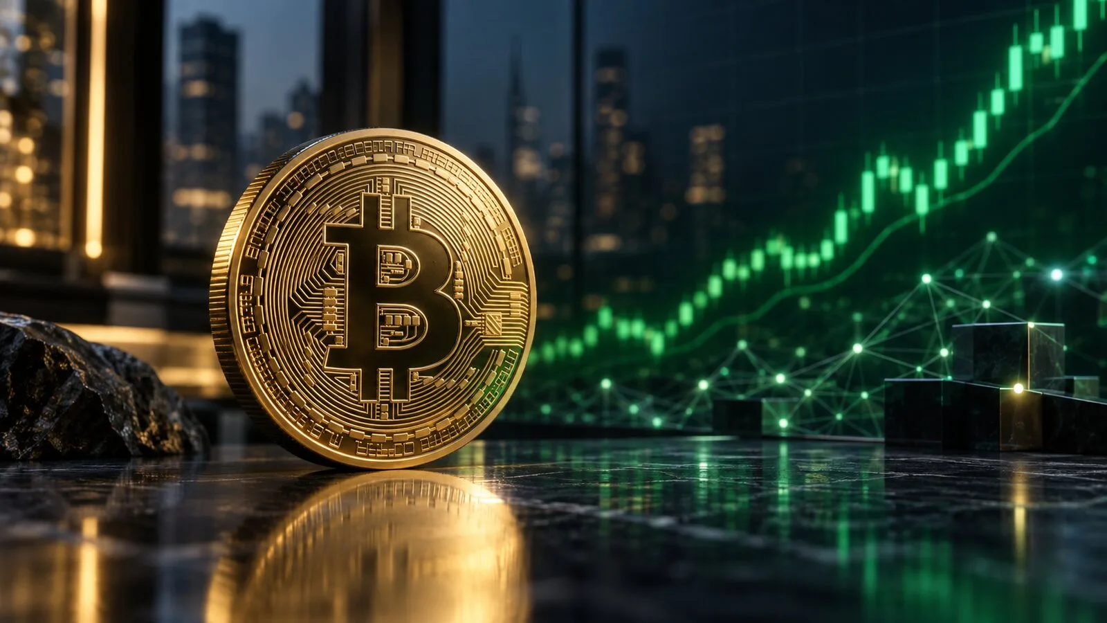 Bitcoin ve yükselen kripto para piyasasını gösteren finans görseli