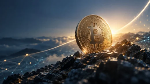 Bitcoin'in 85 bin dolara yükselişini temsil eden dijital para görseli