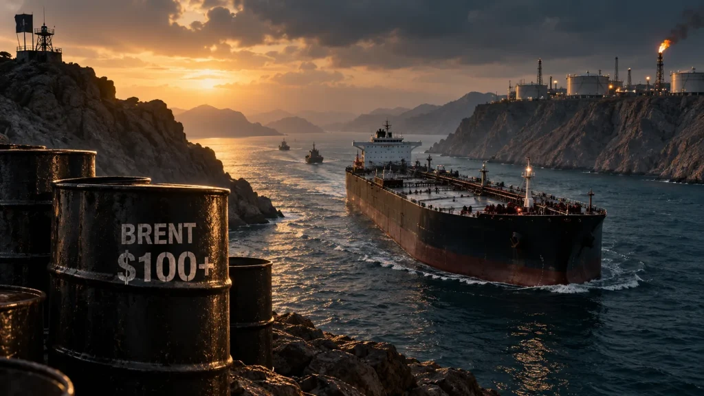 Brent petrolün 100 doları aşmasını temsil eden petrol piyasası görseli