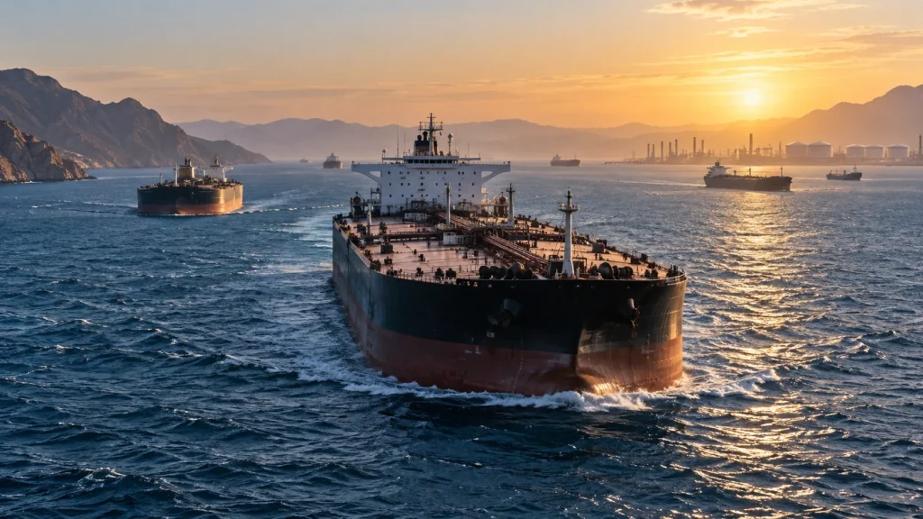Hürmüz Boğazı'nı çağrıştıran deniz geçidinde ham petrol tankerleri