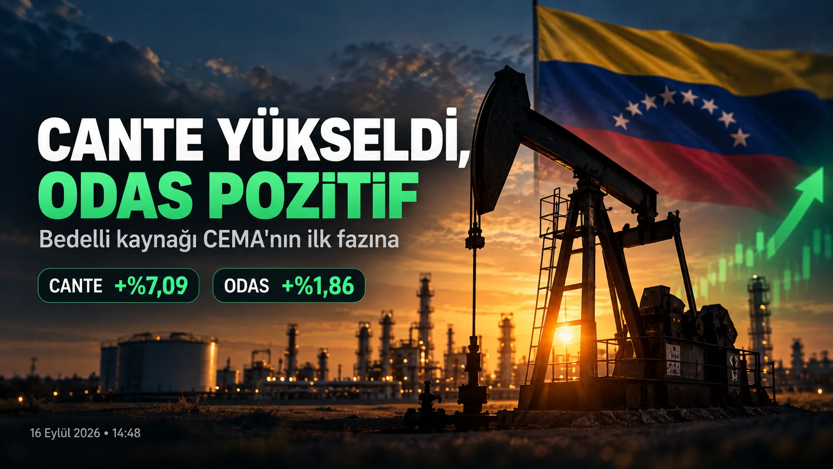 CANTE ve ODAS hisselerinin CEMA petrol sahası haberi sonrası yükselişi.