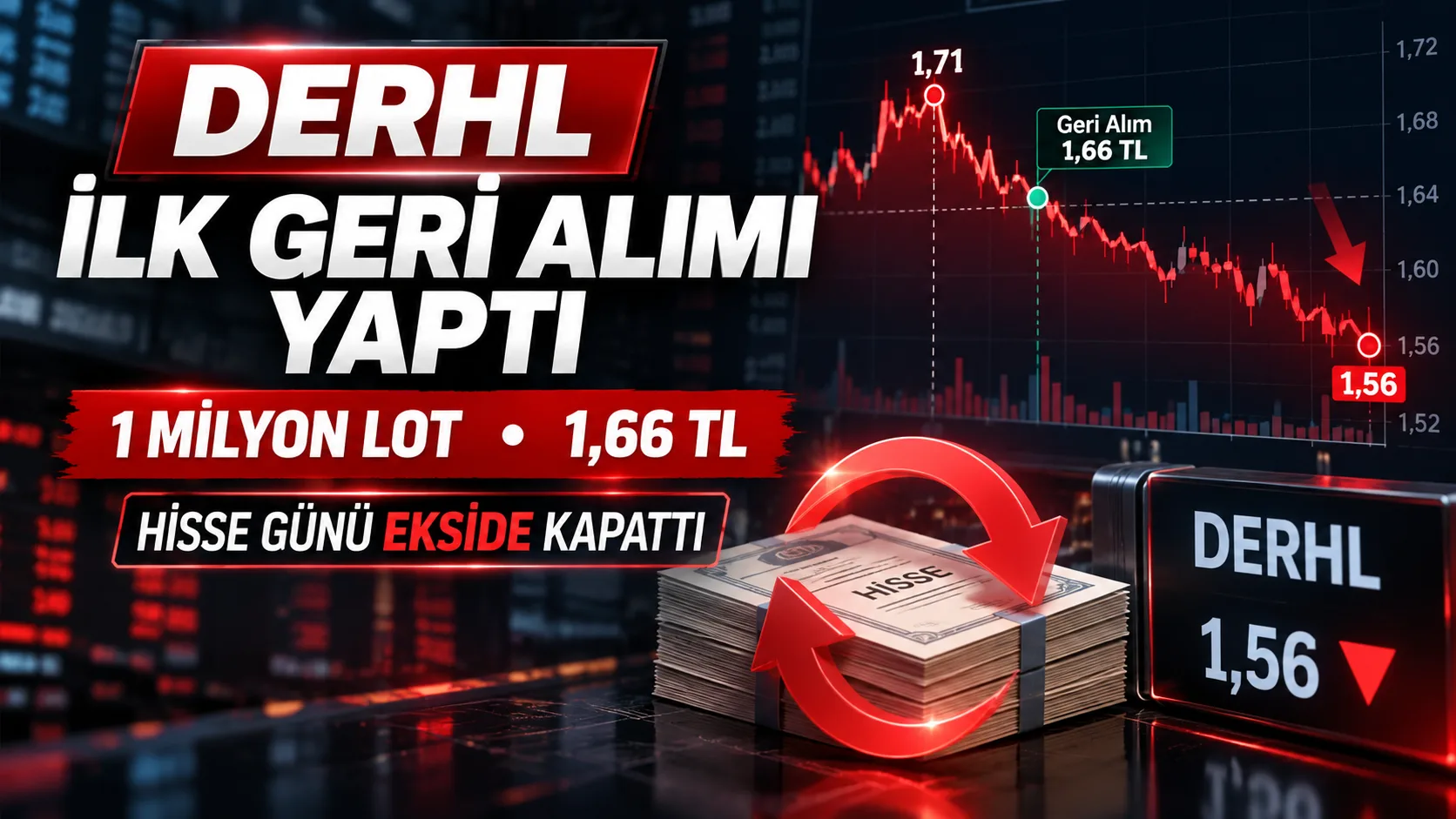 DERHL 1 milyon lot geri alım yapmasına rağmen hisse düşmeye devam etti