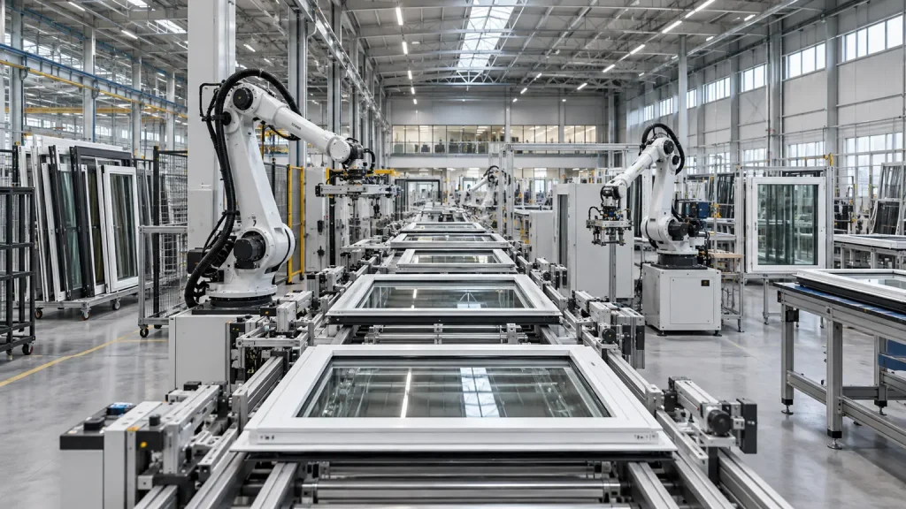 Modern tesiste otomatik kapı ve pencere üretim hattı