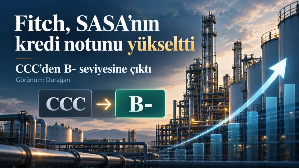 Fitch’in SASA Polyester için kredi notunu CCC’den B-’ye yükseltmesini anlatan öne çıkan görsel.
