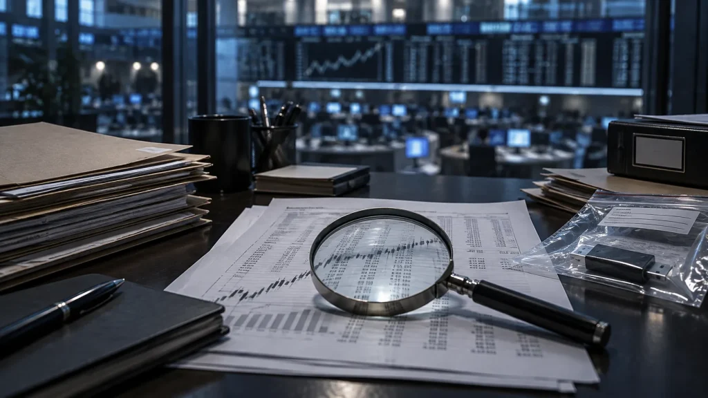 Borsa işlem kayıtlarının büyüteçle incelendiği finansal soruşturma masası