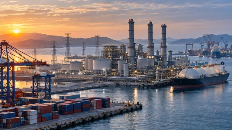 ABD ve Güney Kore arasındaki enerji ve sanayi yatırımlarını simgeleyen liman ve enerji tesisi