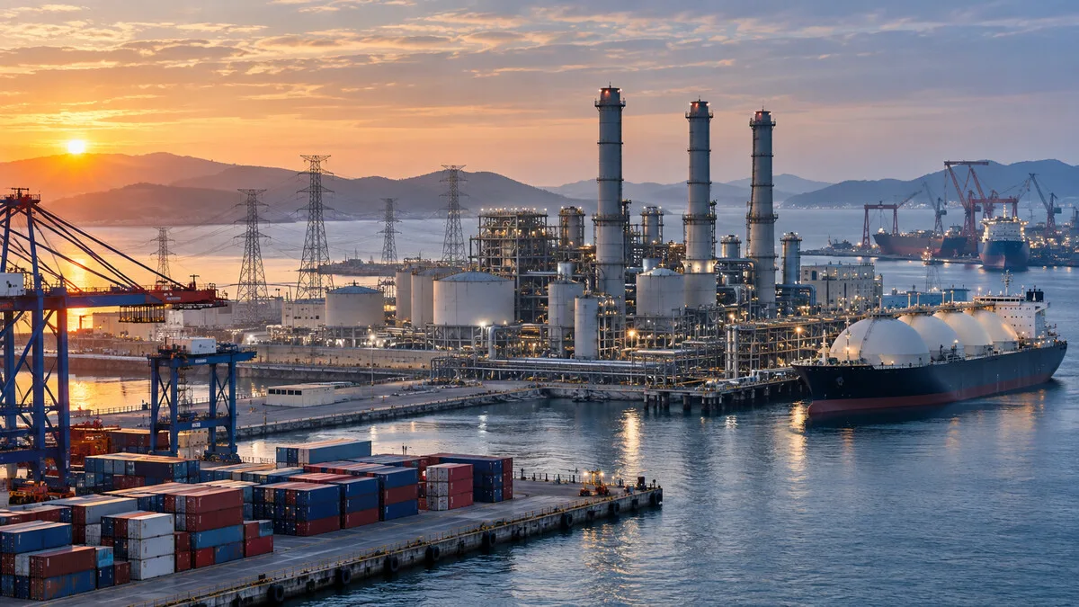 ABD ve Güney Kore arasındaki enerji ve sanayi yatırımlarını simgeleyen liman ve enerji tesisi