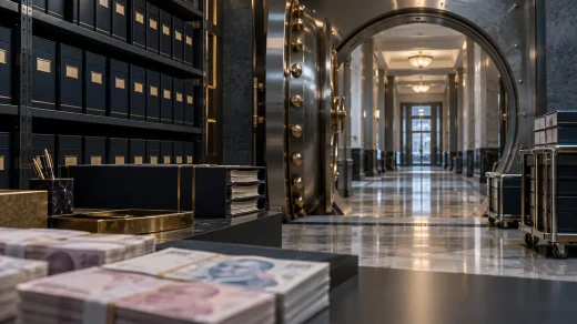 Yatırım fonlarının saklama ve tasfiye sürecini temsil eden güvenli finans arşivi