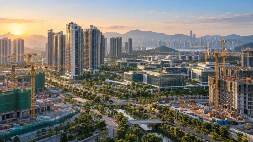 Hong Kong’da yükselen konut kuleleri, teknoloji kampüsü ve inşaat vinçleri