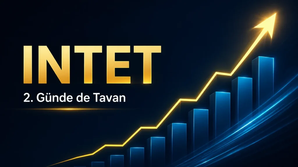 INTET hissesinin ikinci işlem gününü 64,80 TL tavan fiyatında tamamlamasını anlatan borsa görseli