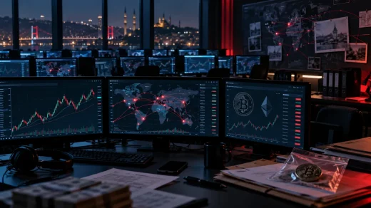 İsrail bağlantılı forex dolandırıcılığı operasyonunu temsil eden finans ve siber suç görseli